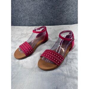 Andiamo Women's shoes 8M red strap sandels with rhinestones